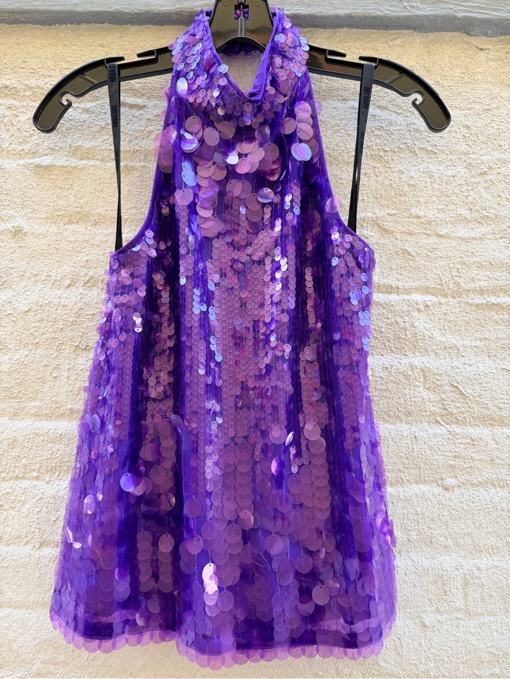 Anna Sui for Anthropologie Purple Sequin Paillette Halter Top Blouse Sz 0